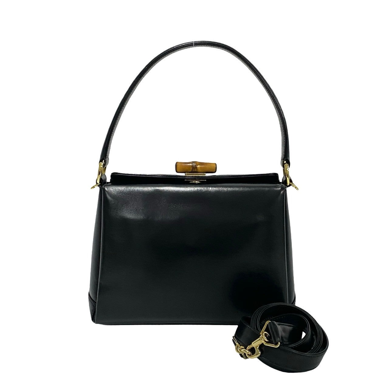 Gucci Bamboo Calf 2Way Handbag Leather Travel Bag Handbag 1
