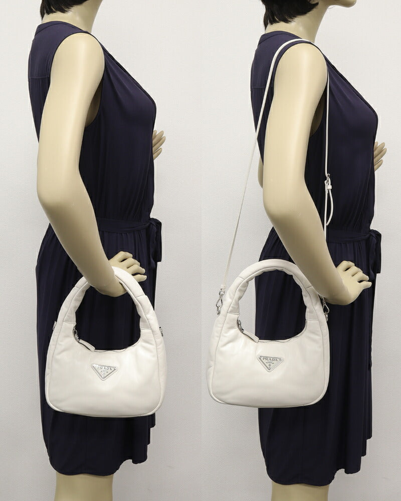 Prada Nappa Calf 2Way Bag Ivory Leather Calf Leather Travel Bag