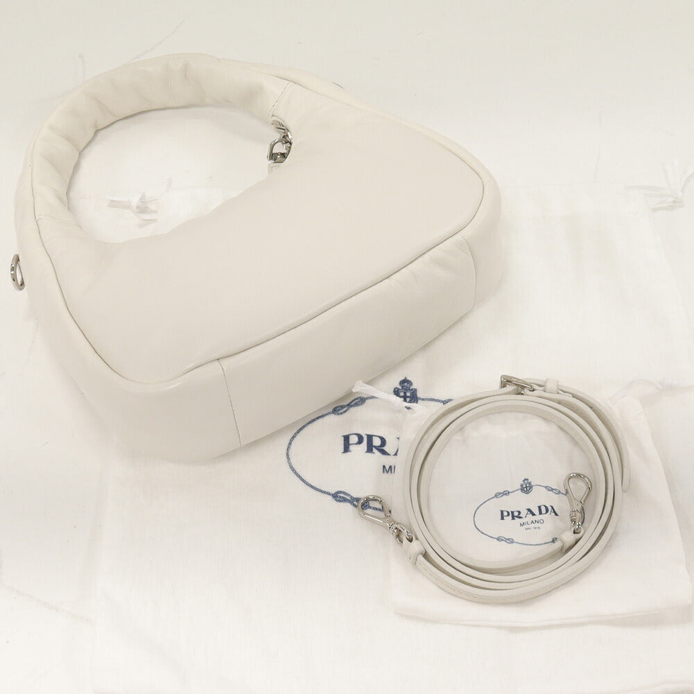Prada Nappa Calf 2Way Bag Ivory Leather Calf Leather Travel Bag