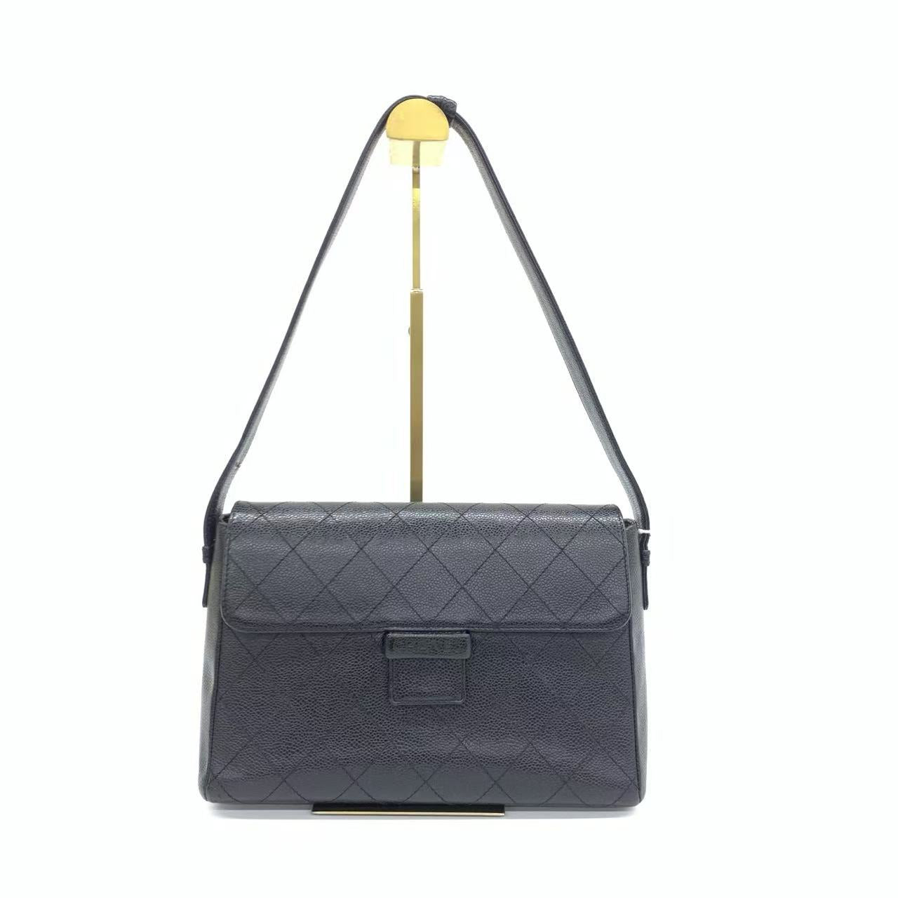 Chanel So Caviar Front Buckle Adjustable Black Shoulder Bag
