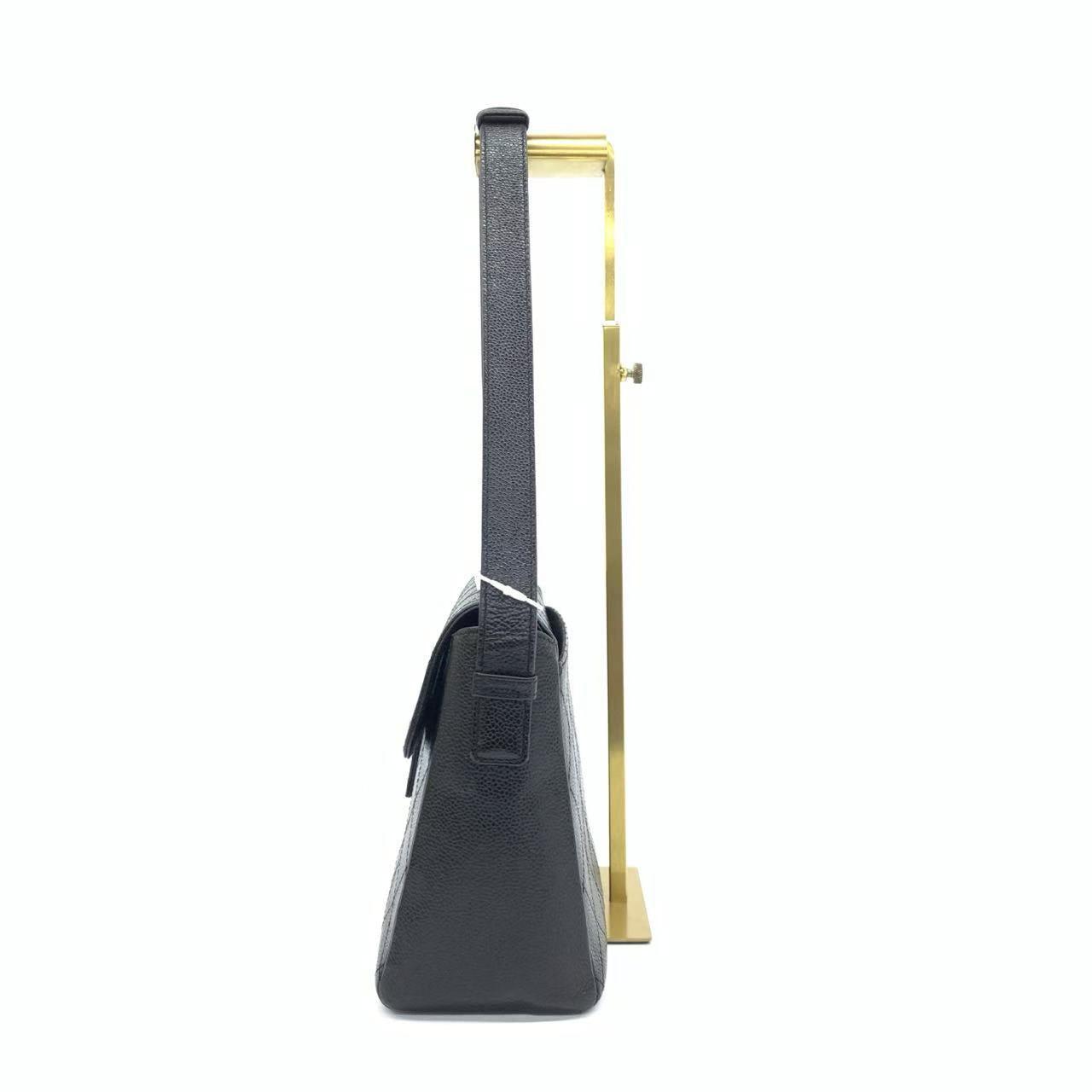 Chanel So Caviar Front Buckle Adjustable Black Shoulder Bag