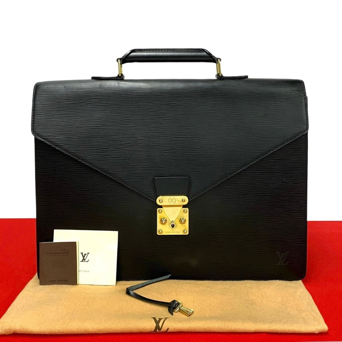 Louis Vuitton Business M54412 Epi Serviette Ambassador Leather Black Handbag