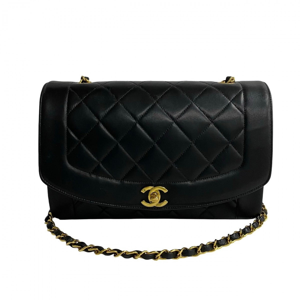 Chanel lambskin Diana flap Black Shoulder Bag