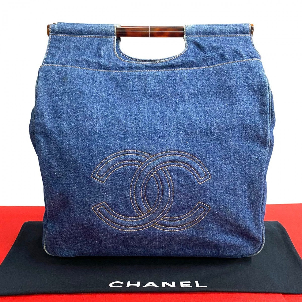 Chanel Denim Plastic COCO Mark Blue Handbag