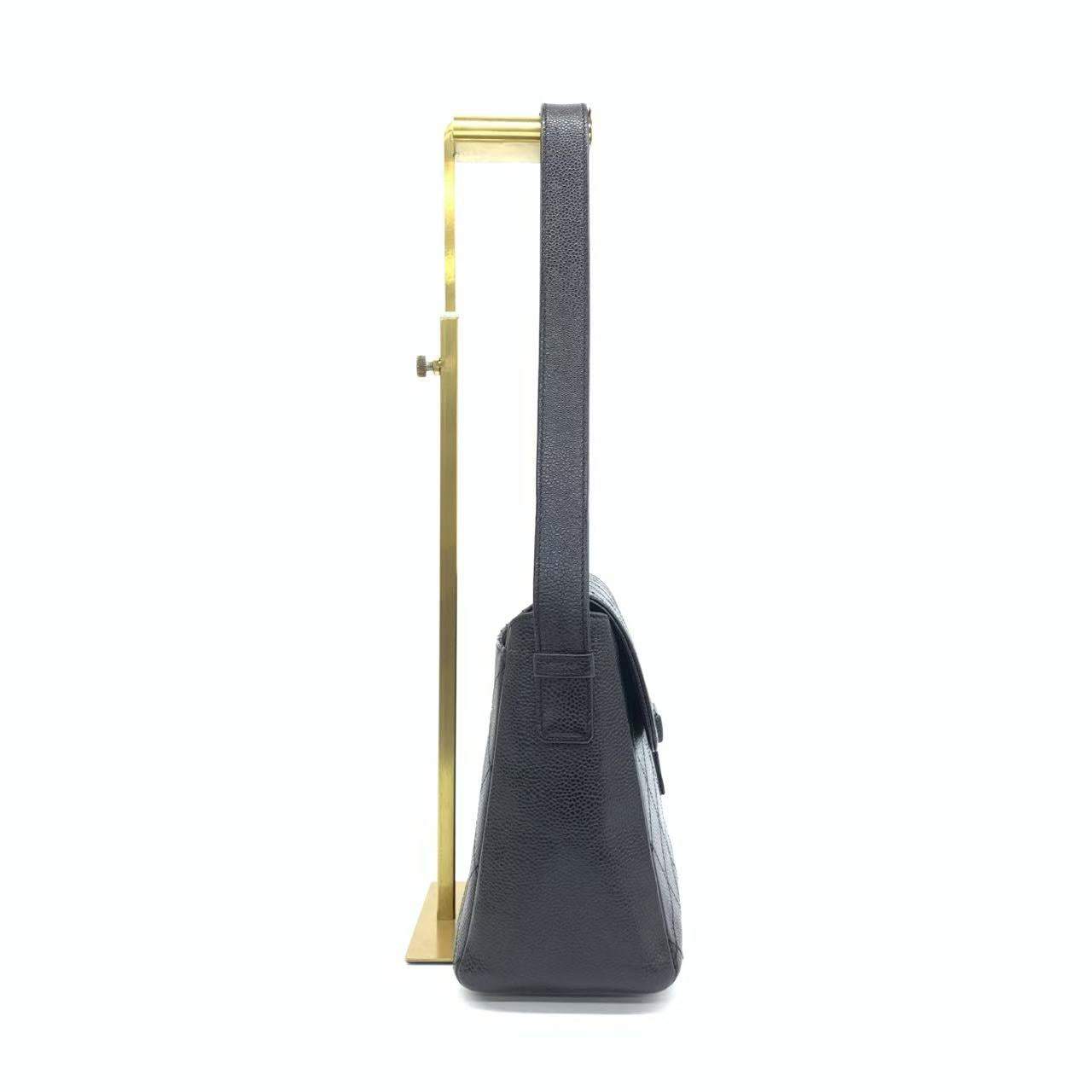 Chanel So Caviar Front Buckle Adjustable Black Shoulder Bag