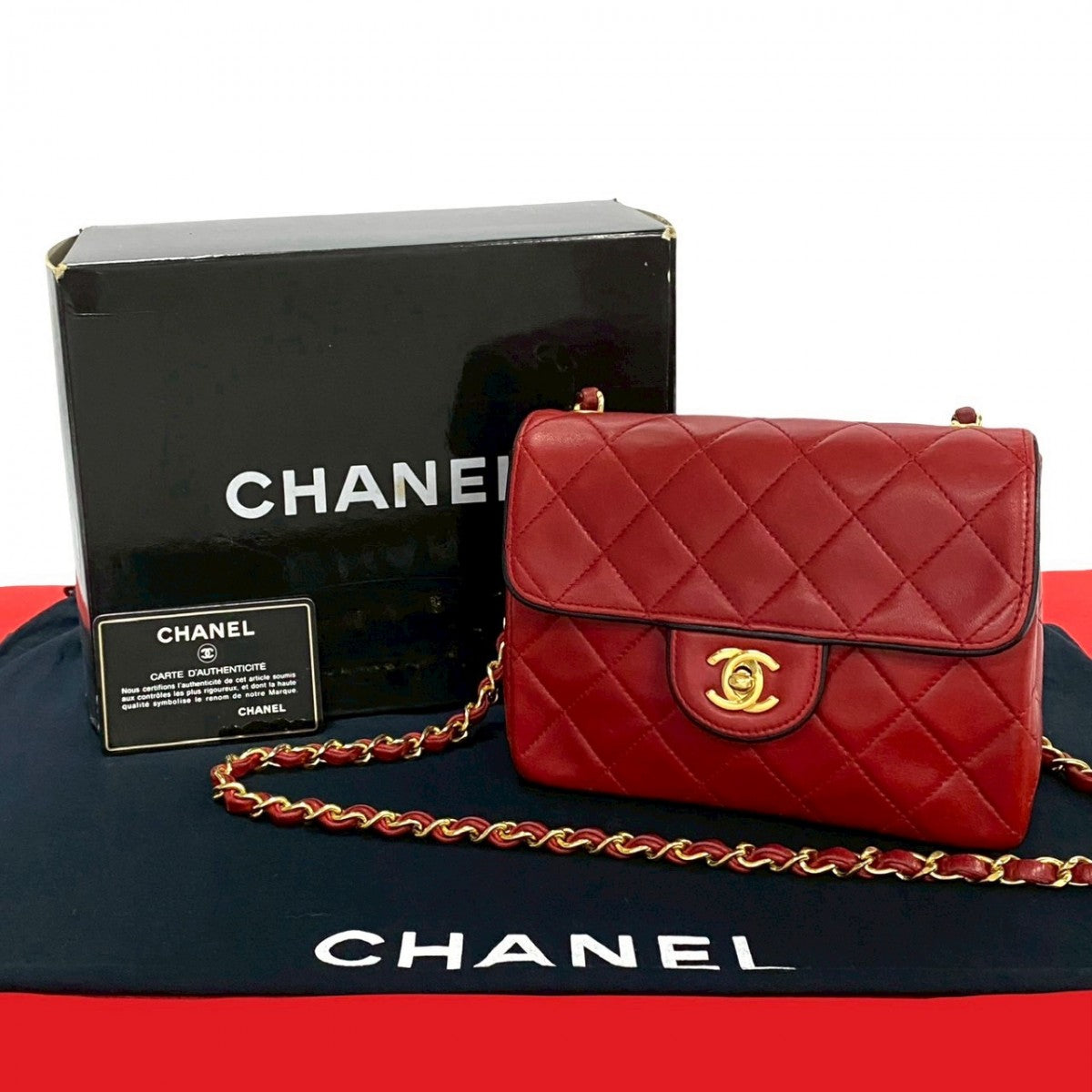 Chanel lambskin COCO Mark Matrasse Red Shoulder Bag 250326Kmj701 6