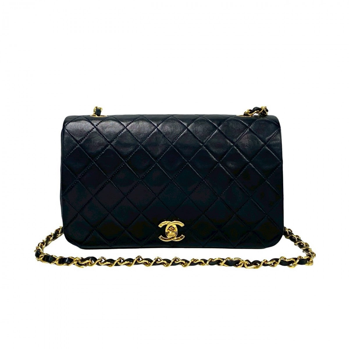 Chanel lambskin Navy Full flap COCO Mark Shoulder Bag