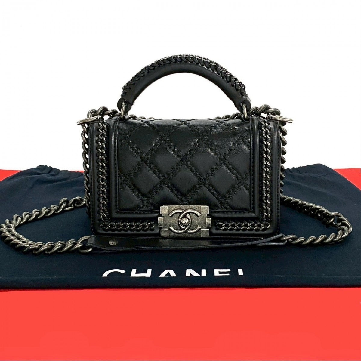 Chanel COCO Mark Boy Black Leather Shoulder Bag