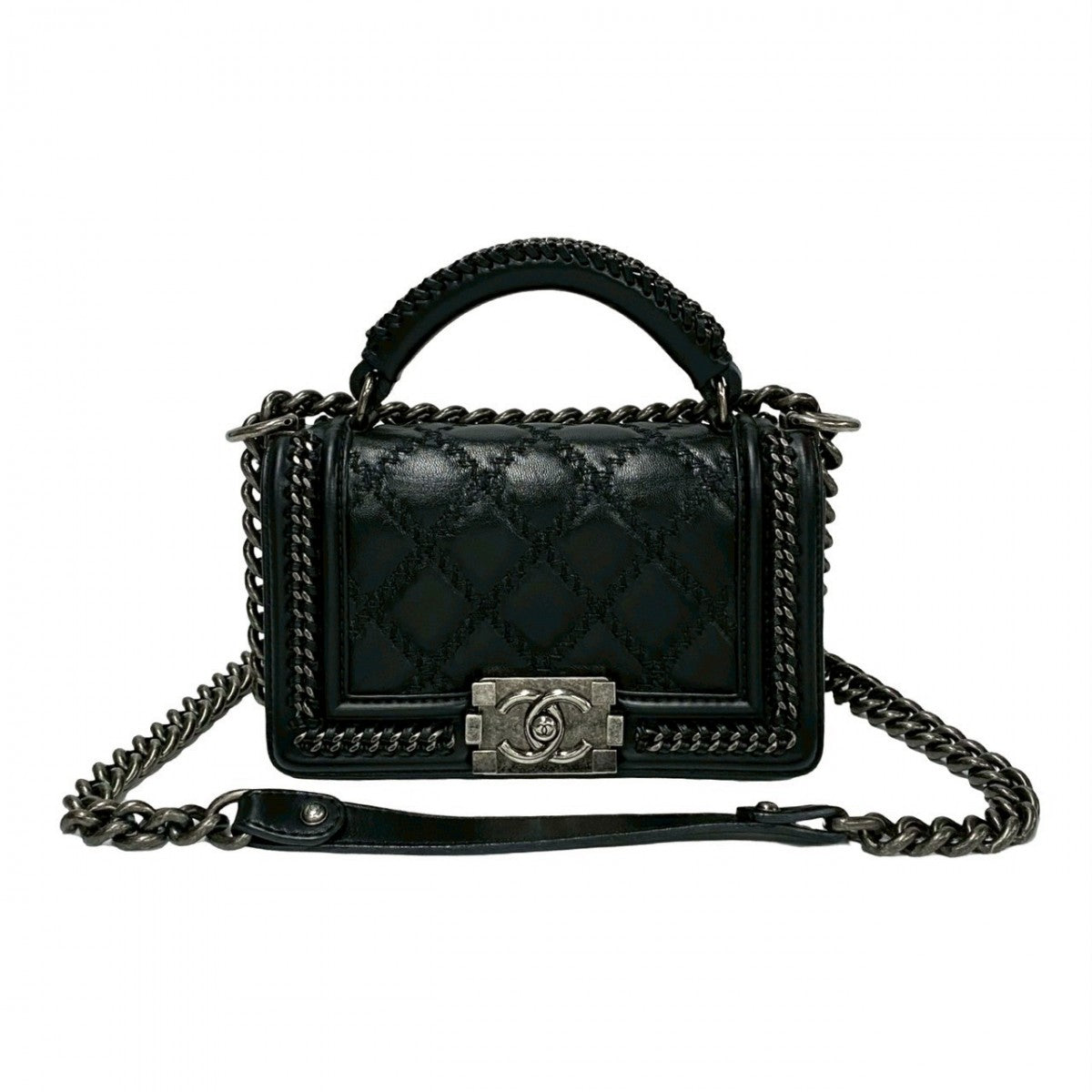 Chanel COCO Mark Boy Black Leather Shoulder Bag