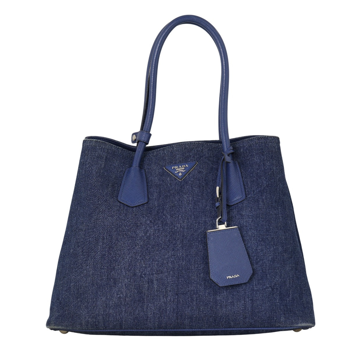 Prada Saffiano Double Bag Denim Travel Bag