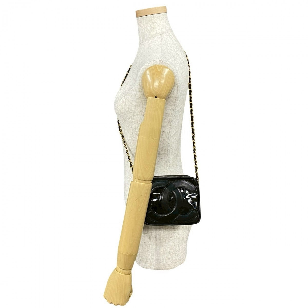 Chanel Lambskin Patent COCO Mark Tassel Black Leather Shoulder Bag