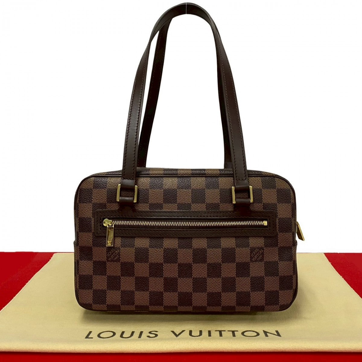 Louis Vuitton N48068 PVC Damier SHITE MM Leather Brown Shoulder Bag
