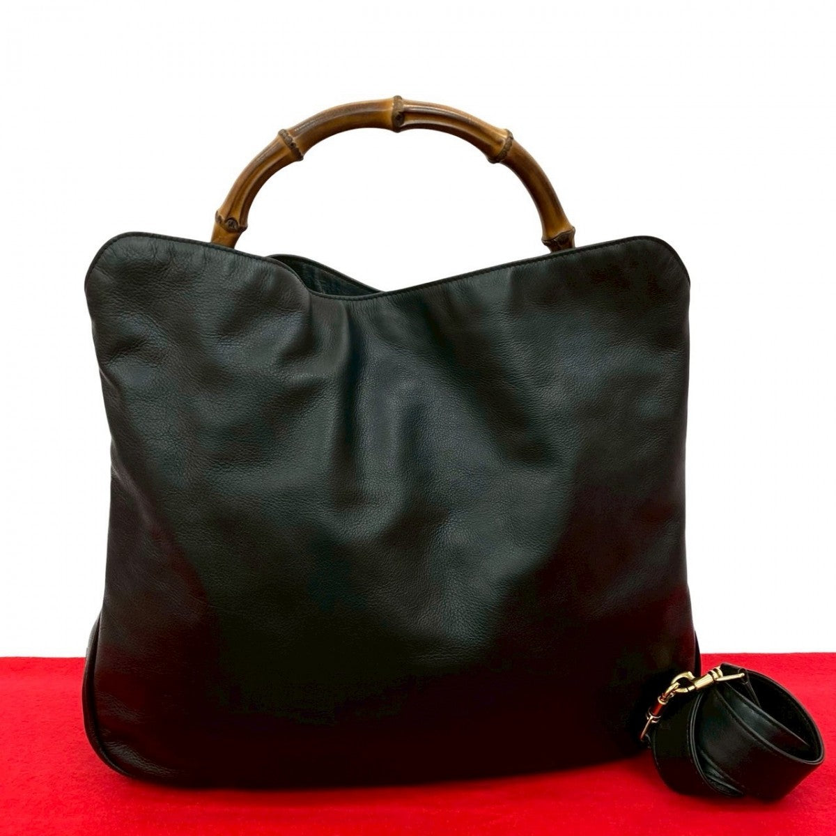 Gucci Bamboo Leather Black Shoulder Bag 250611Kma824 4