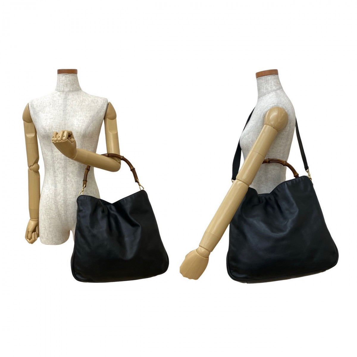 Gucci Bamboo Leather Black Shoulder Bag 250611Kma824 4