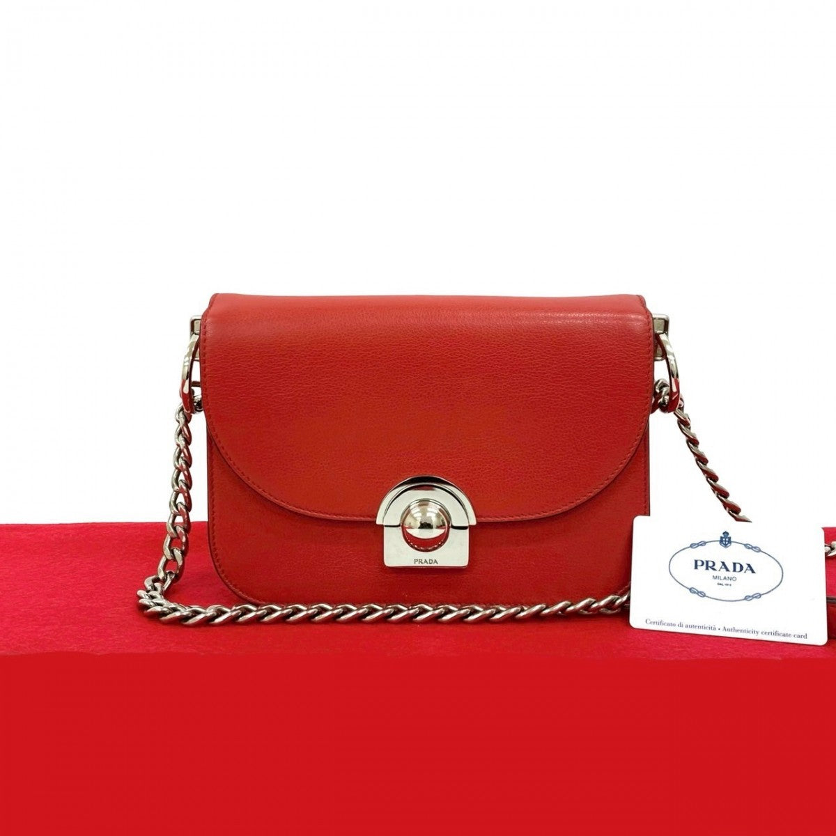 Shoulder Bag Leather Red
