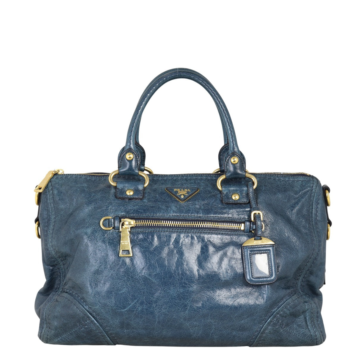 Prada Vitello Shine Two Way Tote Handbag Tote Bag