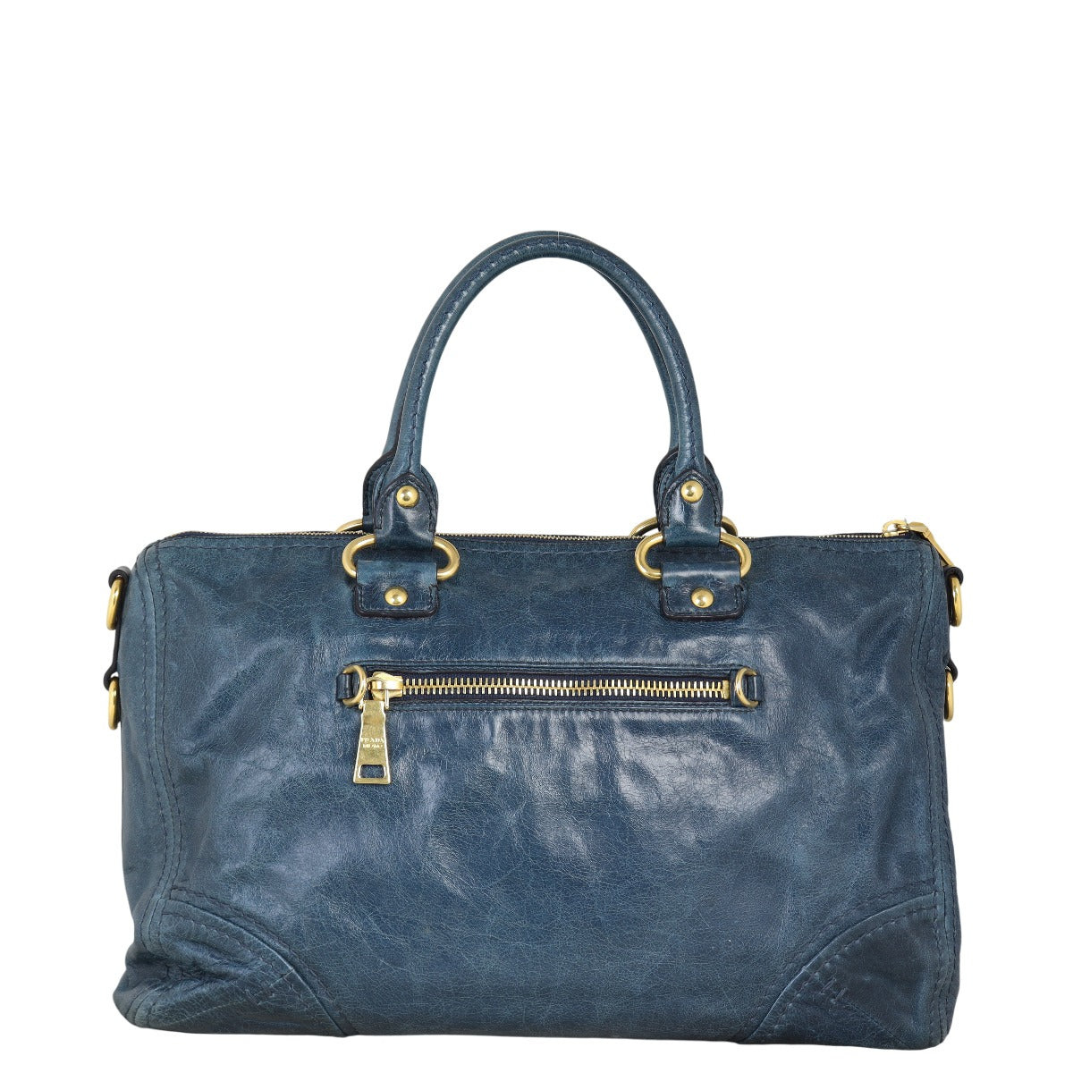 Prada Vitello Shine Two Way Tote Handbag Tote Bag