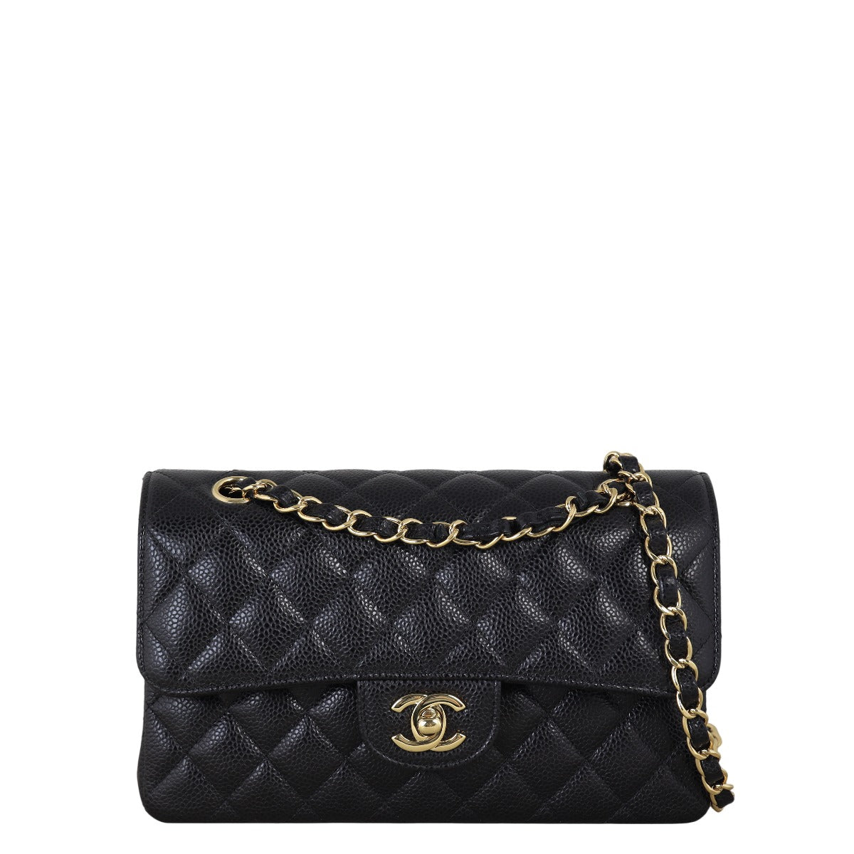 Chanel Classic Double Flap Caviar Handbag Quilted Black Crossbody Bag