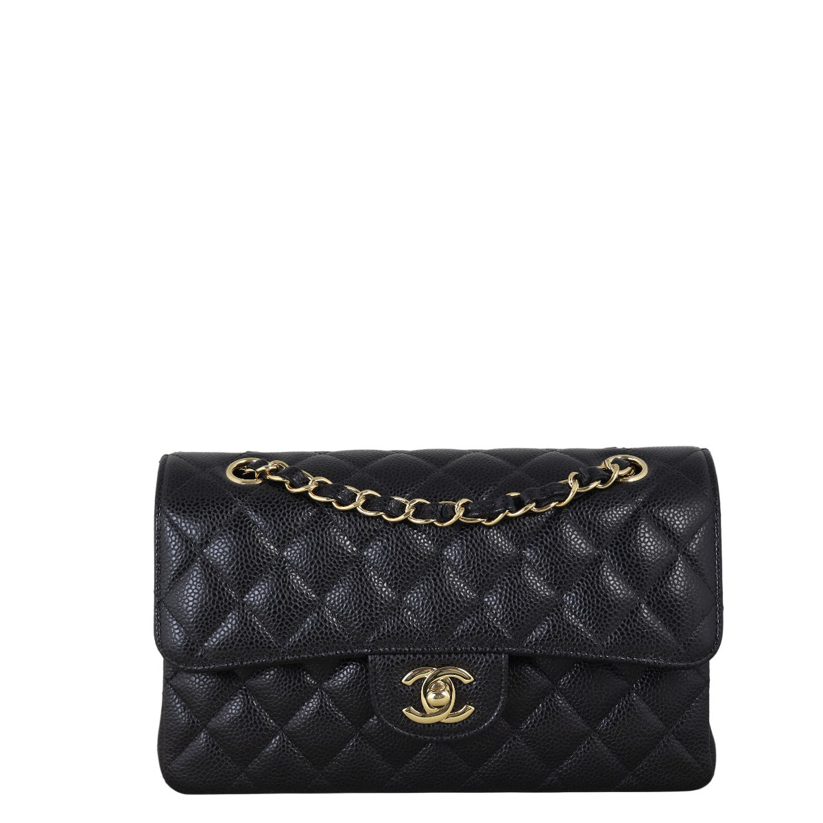Chanel Classic Double Flap Caviar Handbag Quilted Black Crossbody Bag