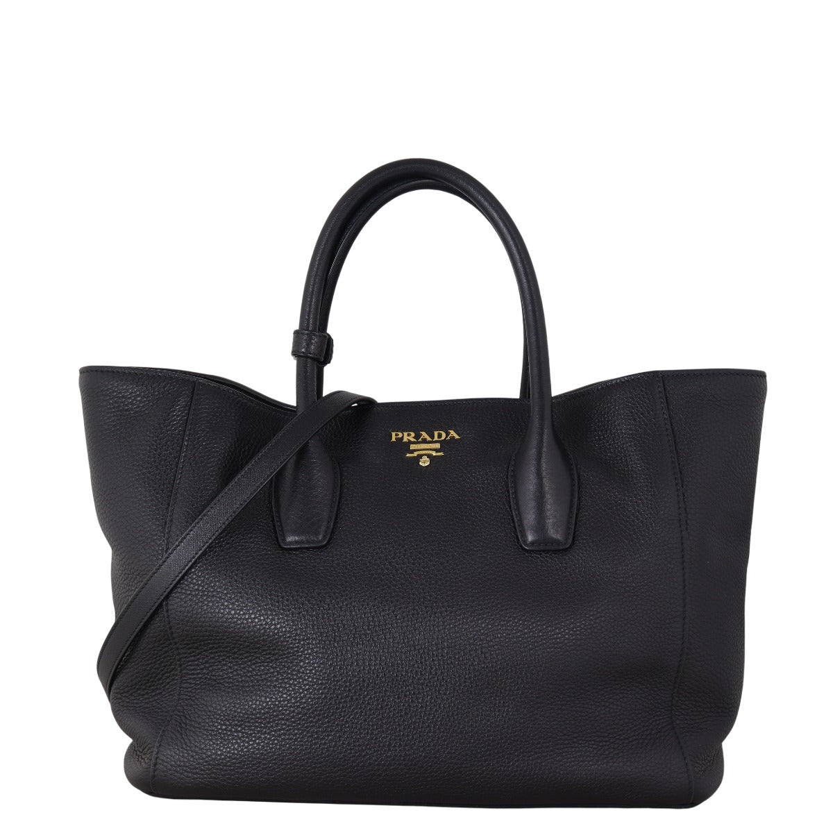 Prada Tote Bag Daino Shopping Tote Vitello Black Shoulder Bag