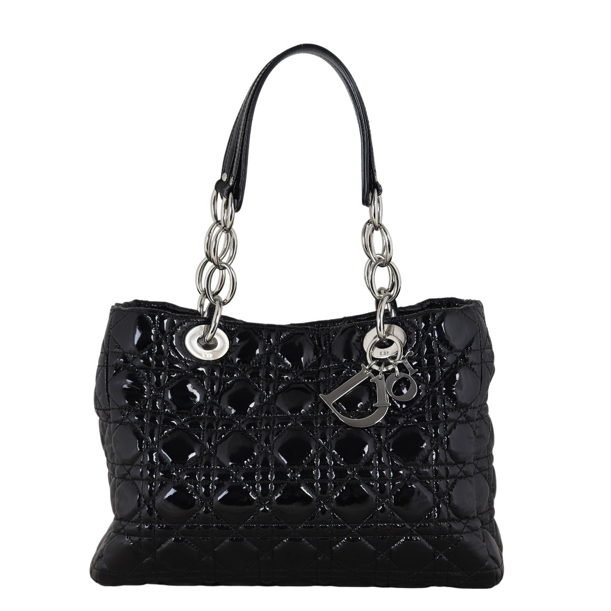 Dior Cannage Soft Shopping Tote Patent Handbag Tote Bag