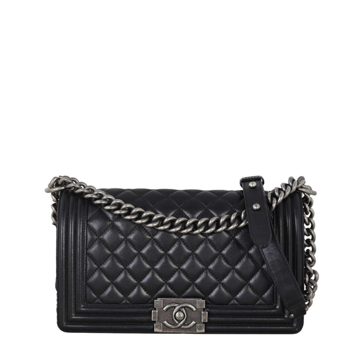 Chanel Boy Old Handbag Quilted Black Crossbody Bag Medium 13112025