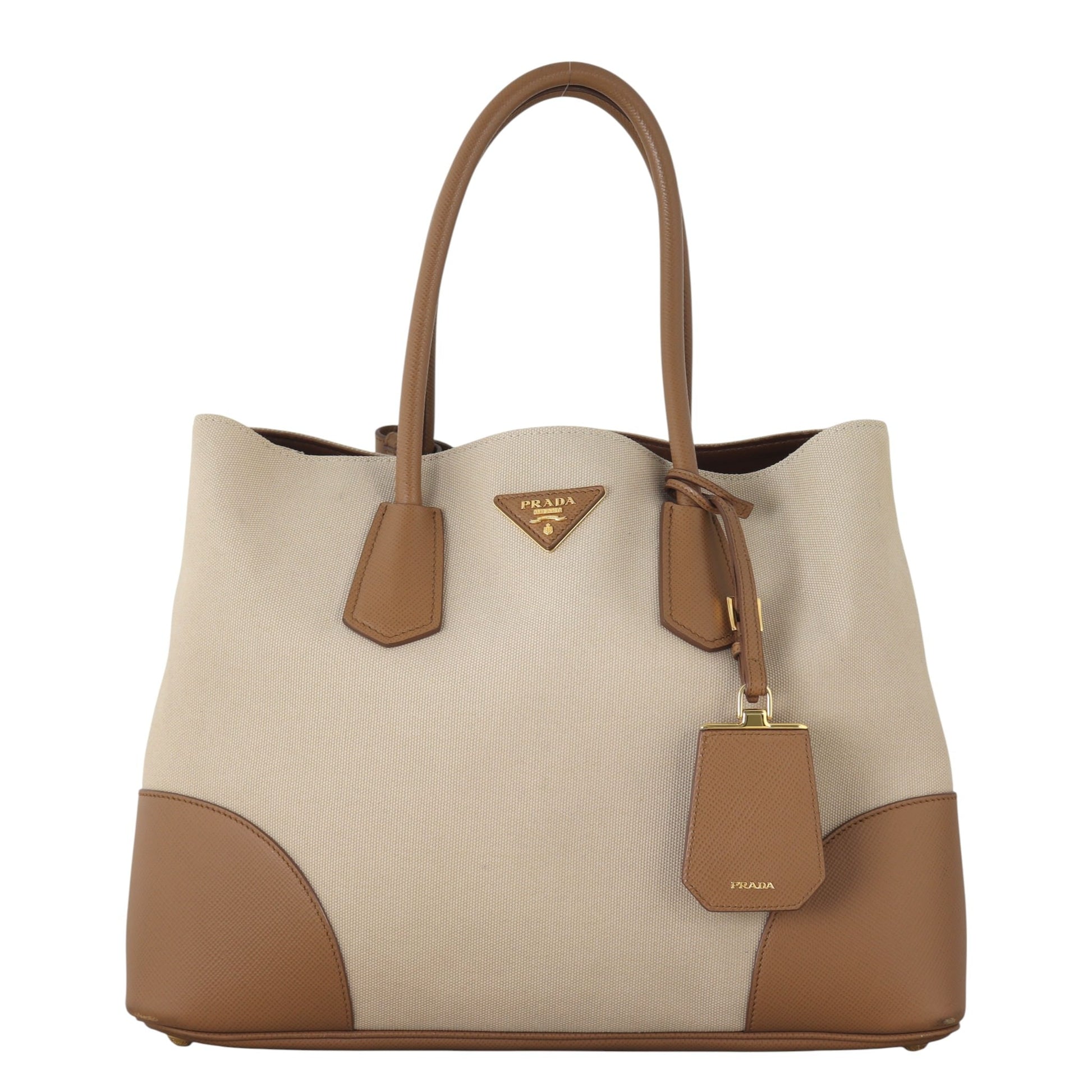 Prada Saffiano Cuir & Canapa Double Bag Travel Bag