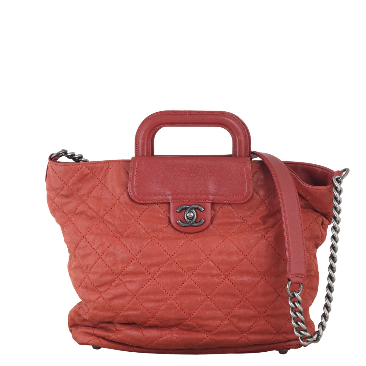 Chanel In The Mix Shopping Tote Bag Quilted Red Shoulder Bag