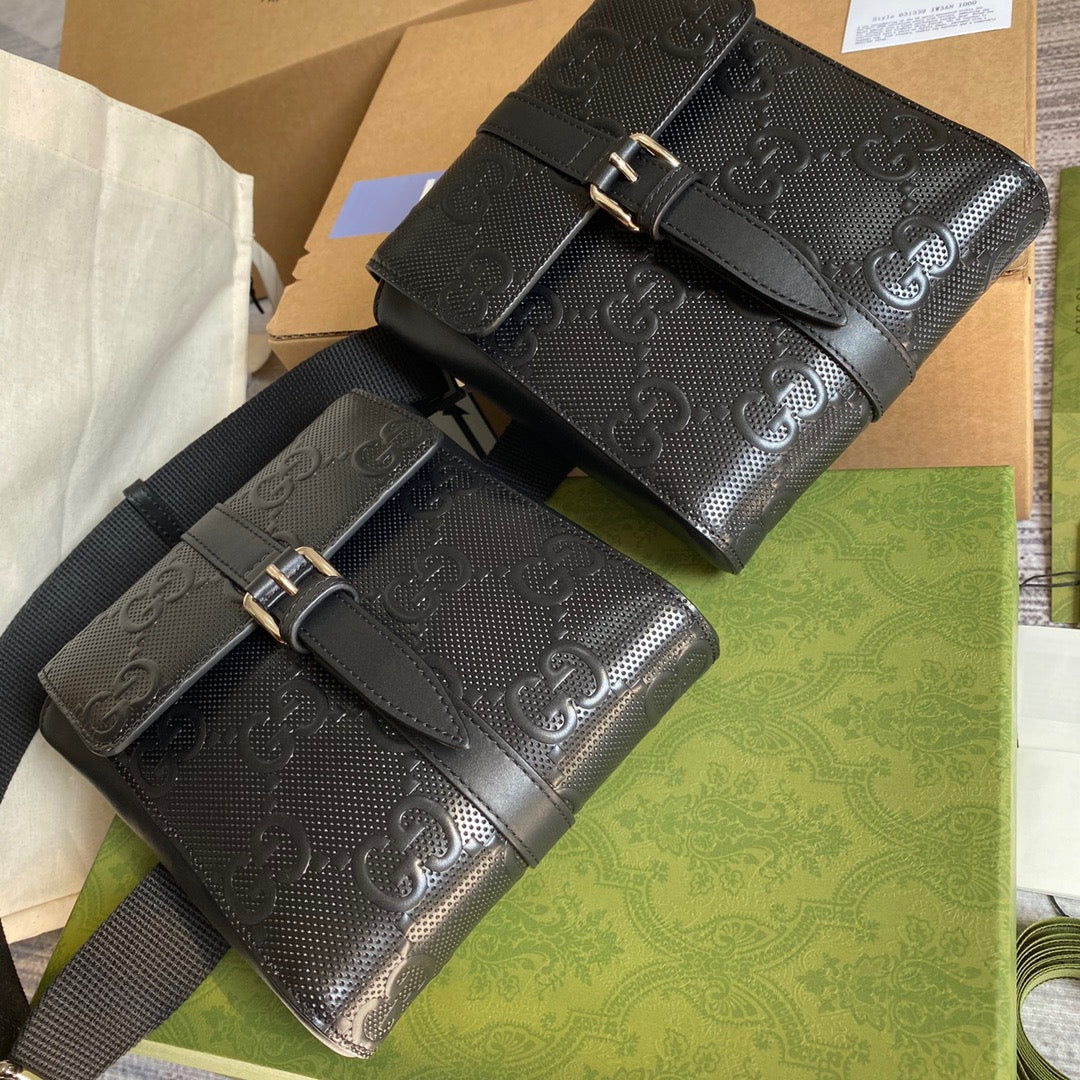 gg Signature Belt gg Embossed Black Accessory