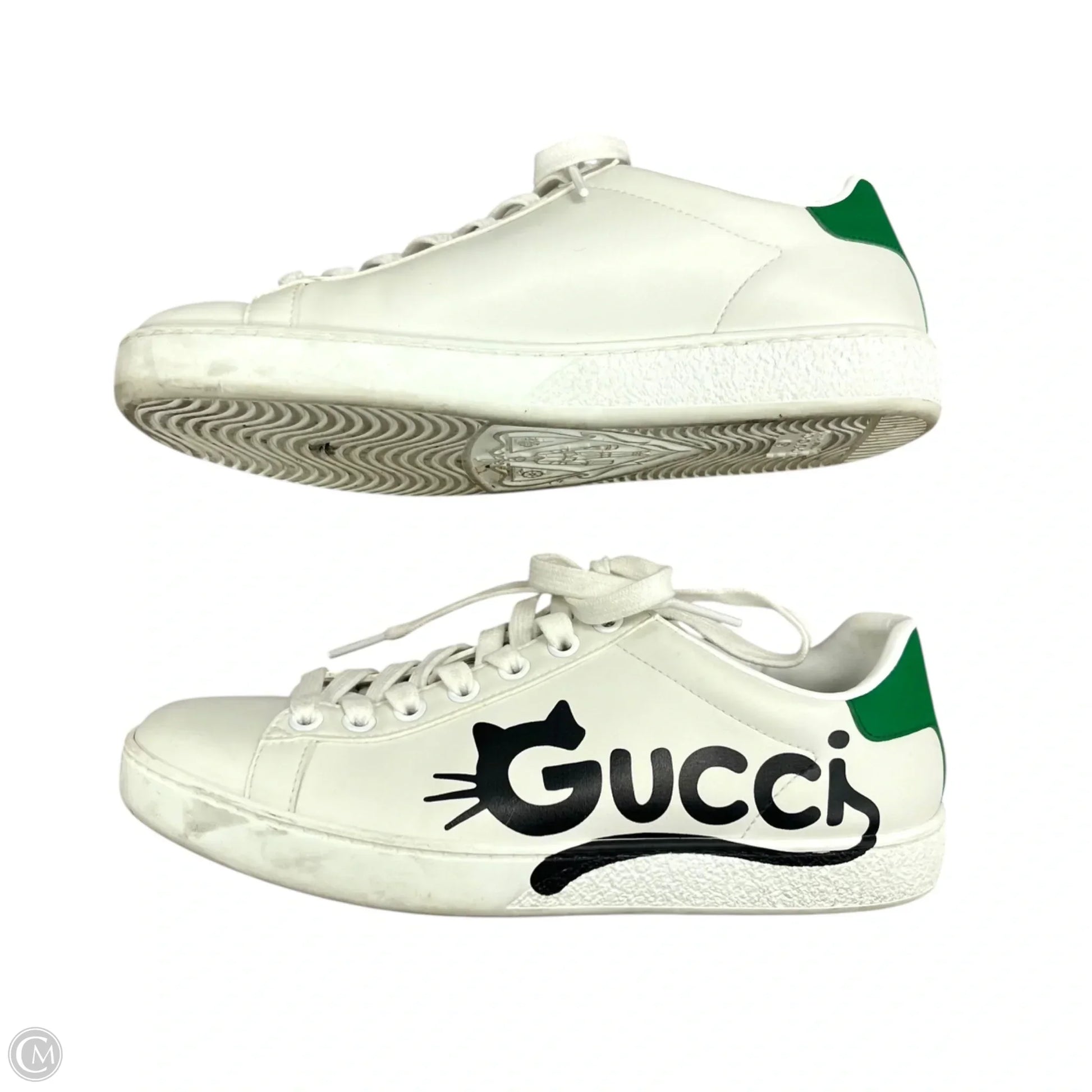 Shoes Luxury Designer By Gucci In Green & White, Size: 5