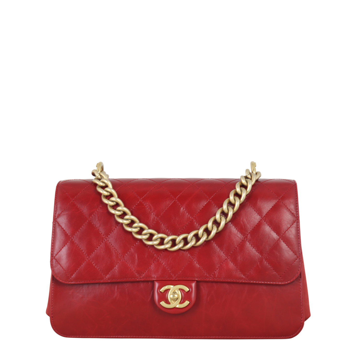 Chanel Paris-Cosmopolite Straight-Lined Bag Quilted Red Shoulder Bag