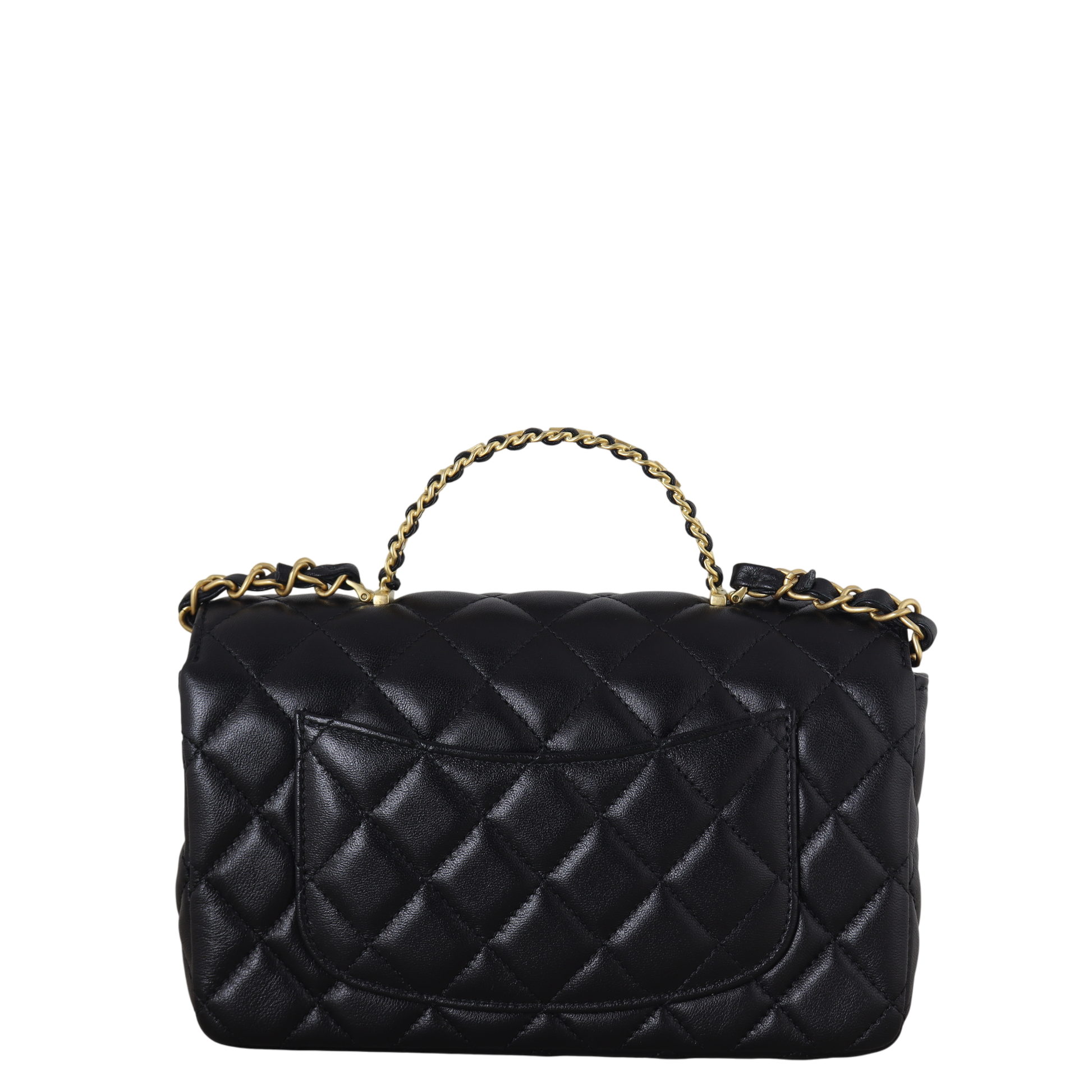 Chanel CC Flap Mini Rectangular Logo Top Handle Quilted Black Crossbody Bag
