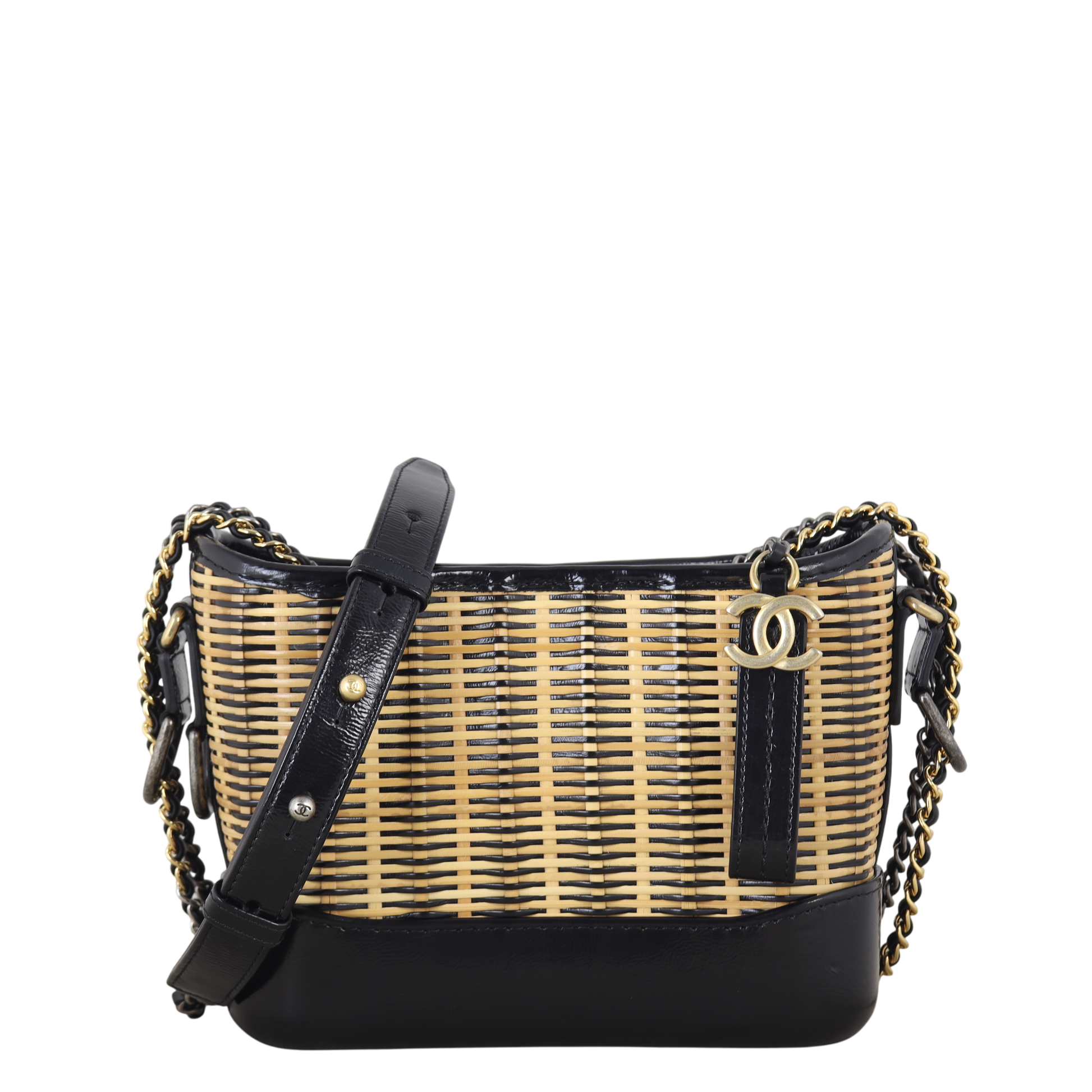 Chanel Gabrielle Hobo Rattan Black Crossbody Bag
