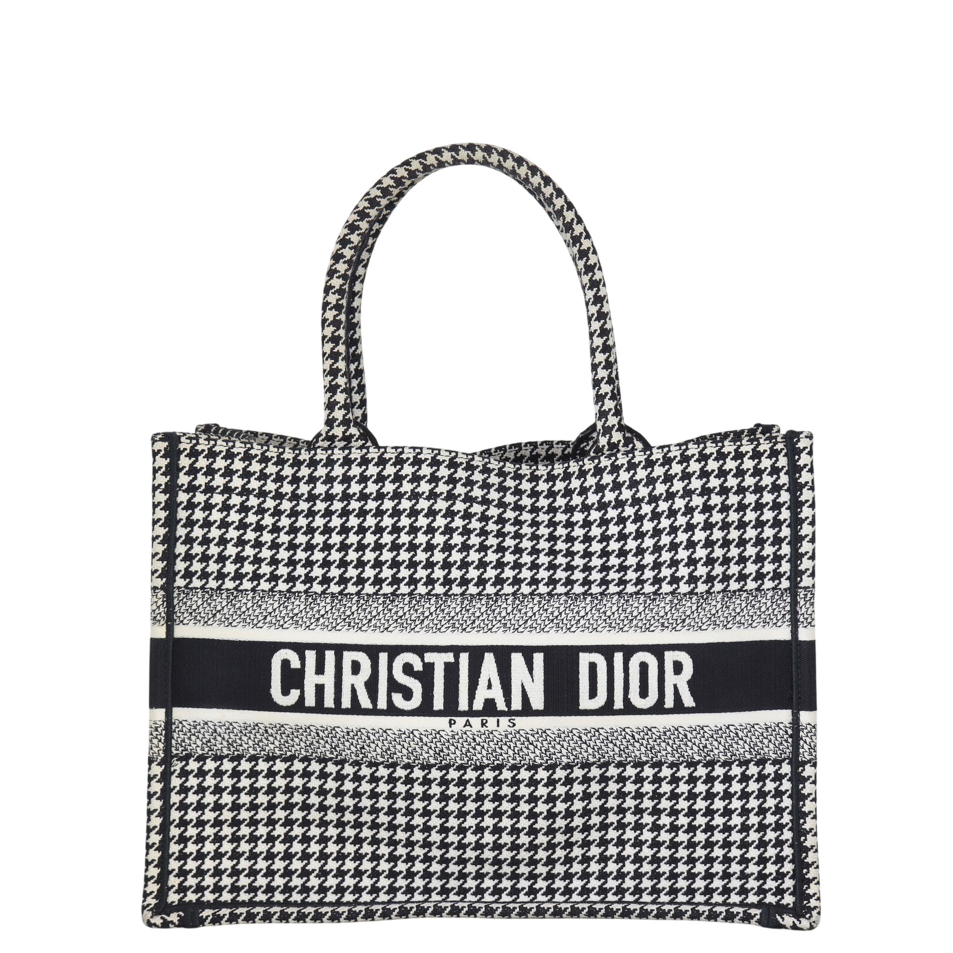 Dior Tote Bag Book Tote Houndstooth 2 Canvas Medium