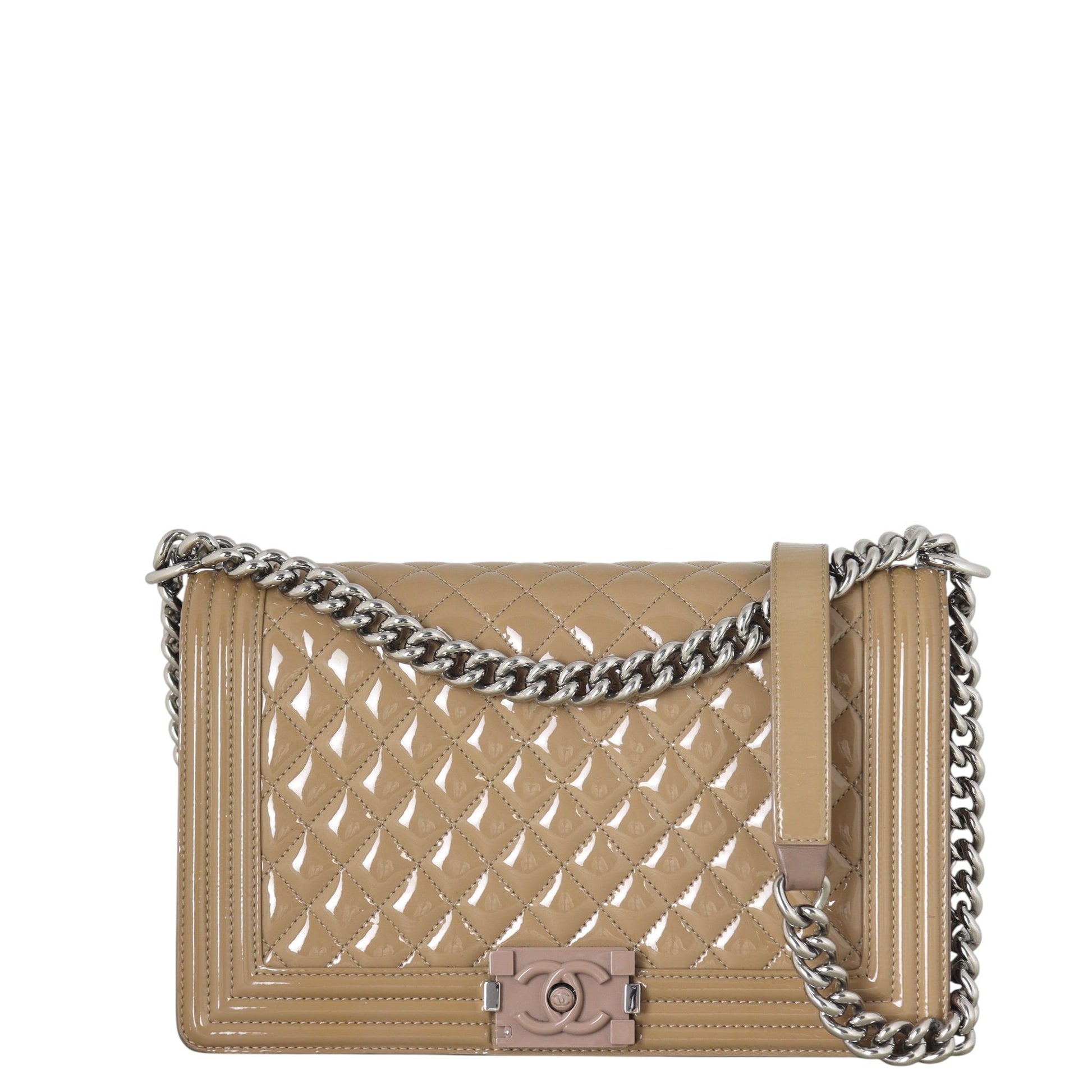 Chanel Boy New Plexiglass Patent Handbag Quilted Brown Crossbody Bag