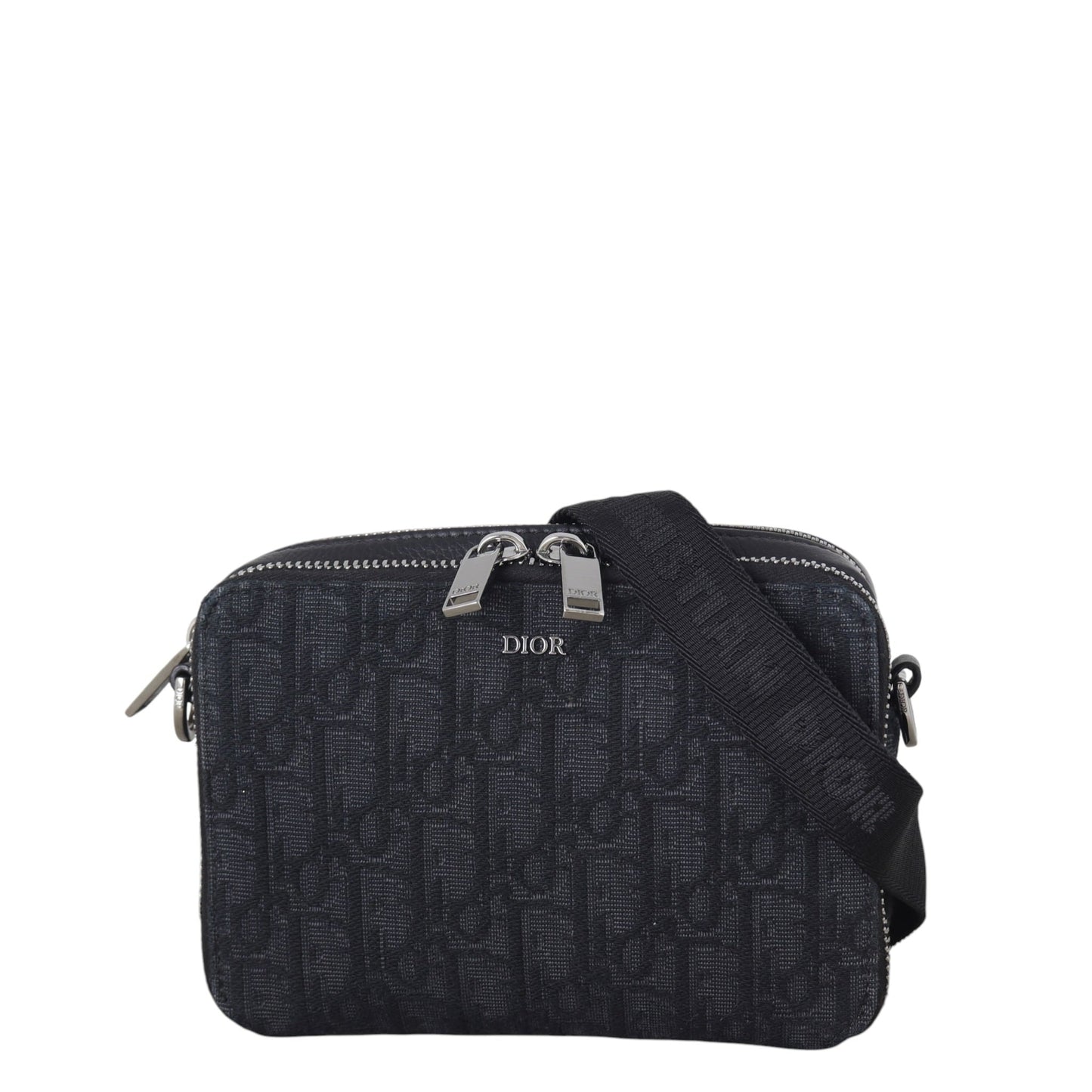 Dior Crossbody Bag Double Pouch with Strap Oblique 3 Canvas Mini Small Shoulder Bag