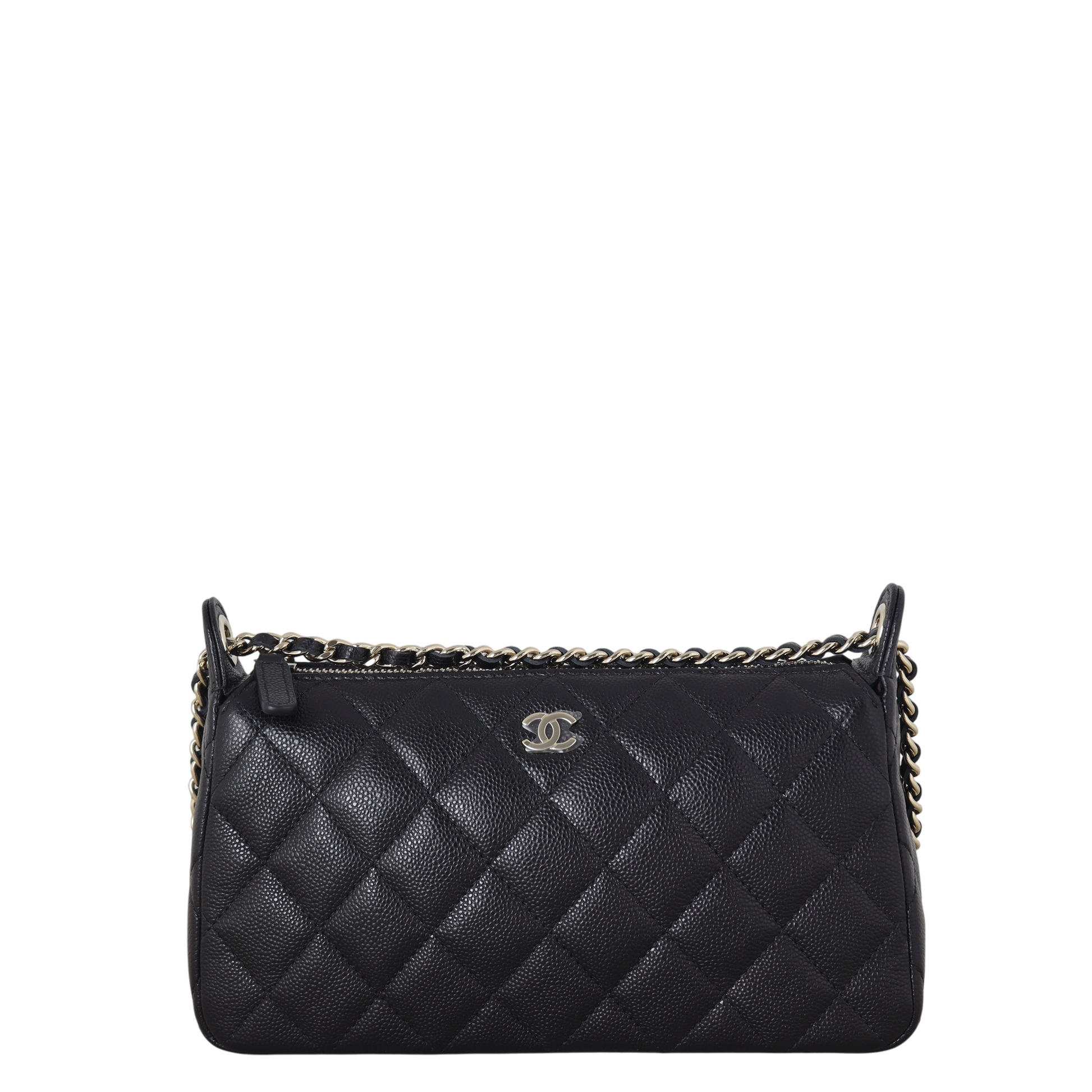 Chanel CC Zip Clutch on Chain Quilted Black Crossbody Bag