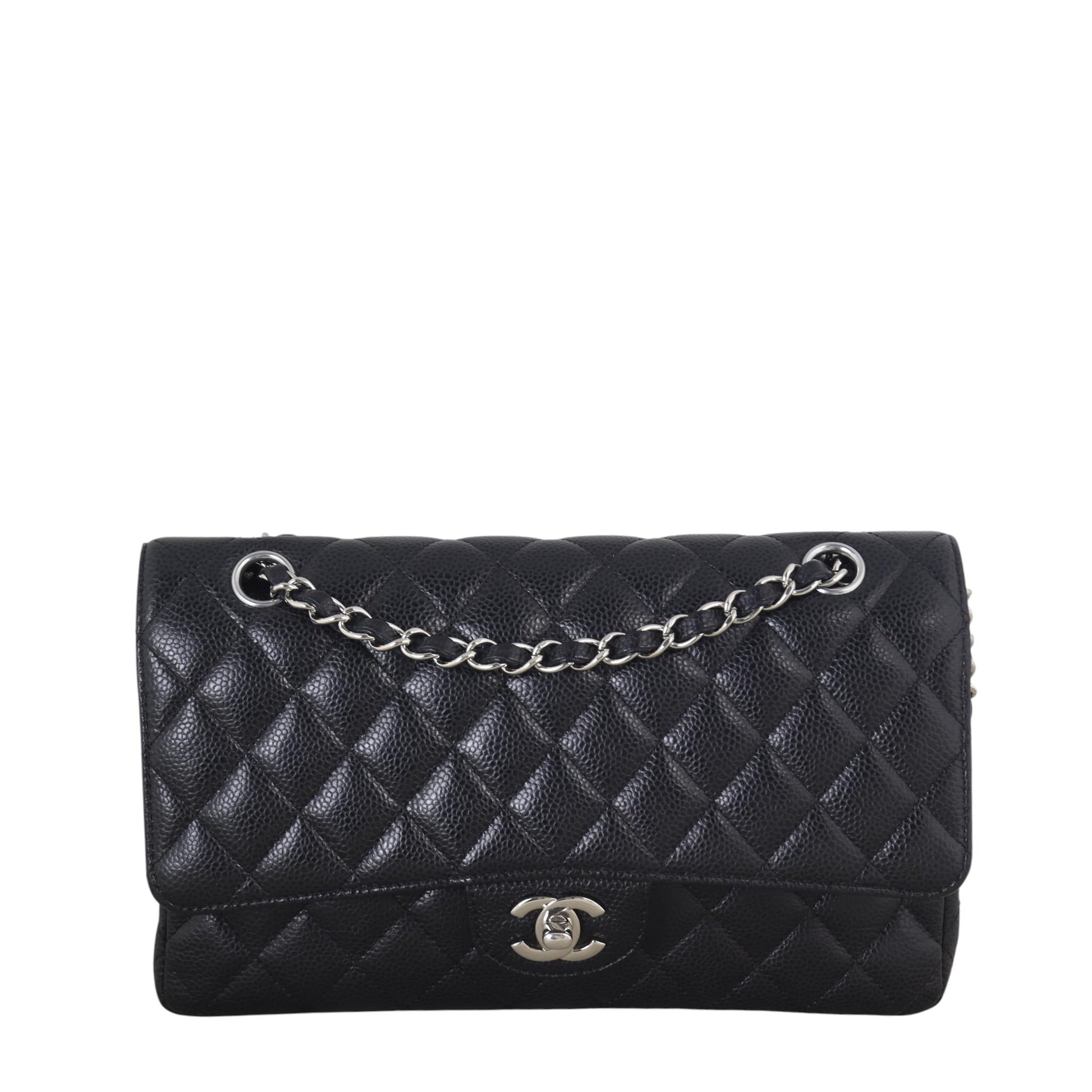 Chanel Classic Double Caviar Handbag Quilted Medium Shoulder Bag Caviar 12122025