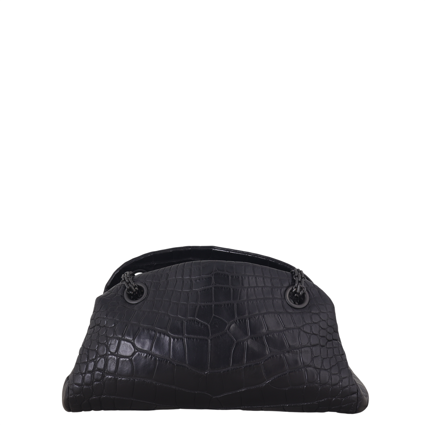 Chanel Just Mademoiselle Bowler Bag Croc Embossed Black Mini Shoulder Bag