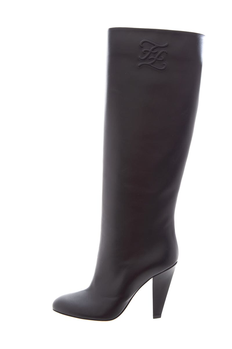 Fendi Shoe Boots SZ 36 Leather Lambskin Black Shoes