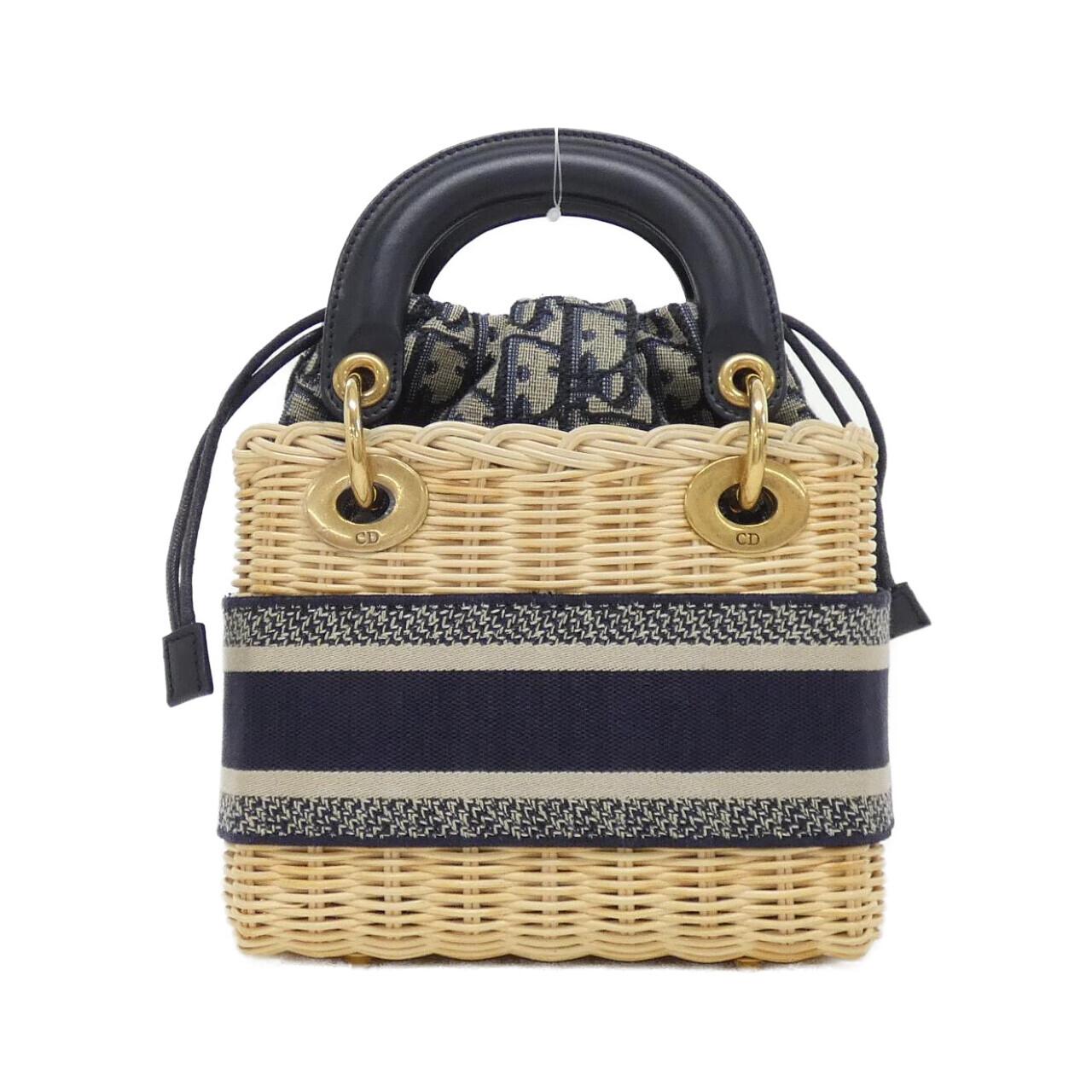 Dior Christian Oblique Natural Bag Canvas Wicker Travel Bag