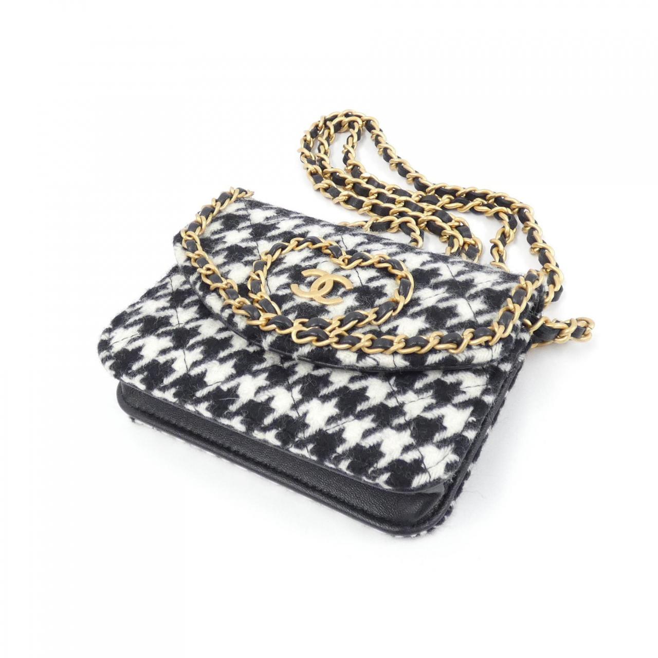 Chanel Wool Tweed Chain Clutch