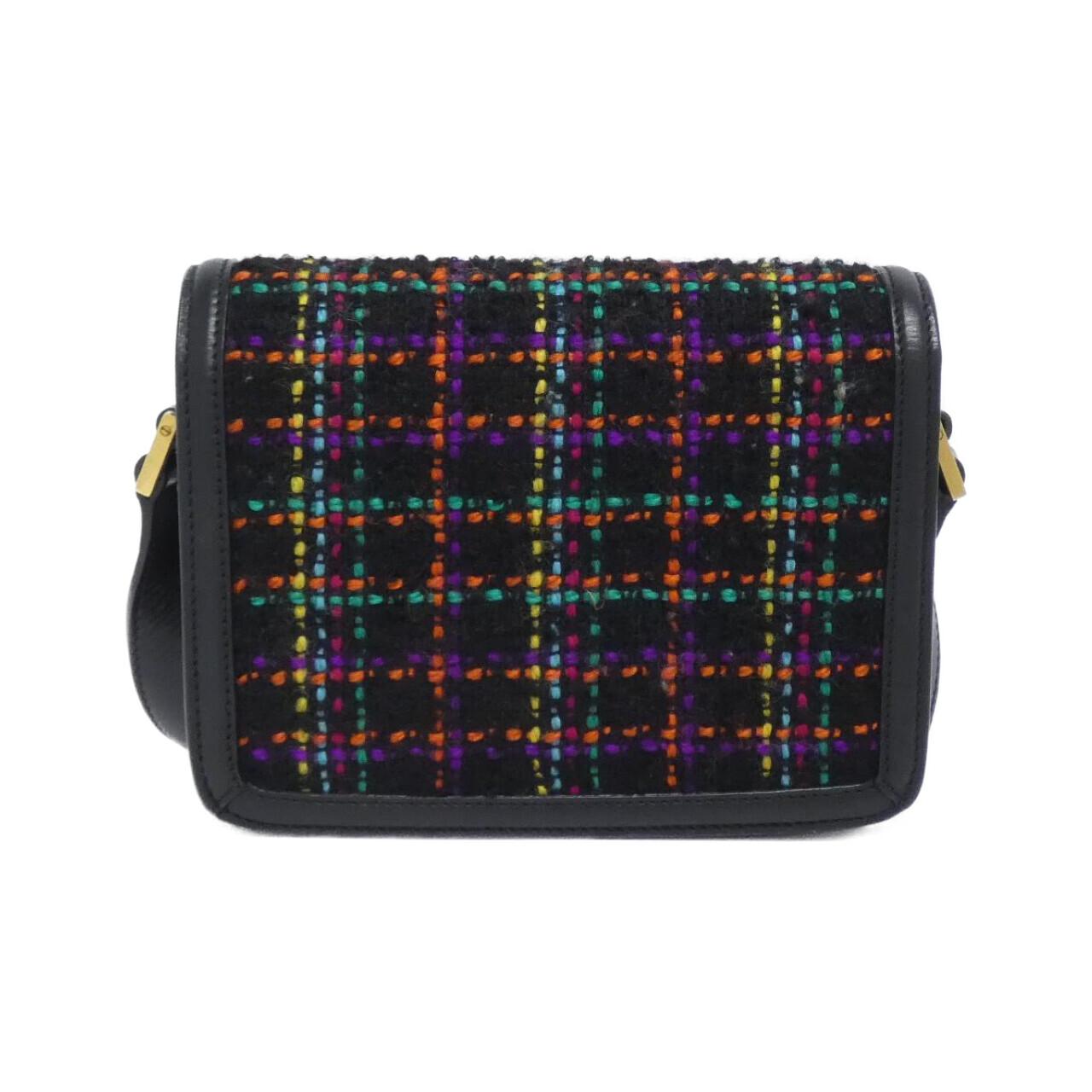 YSL Saint Laurent Solferino Tweed Shoulder Bag Leather