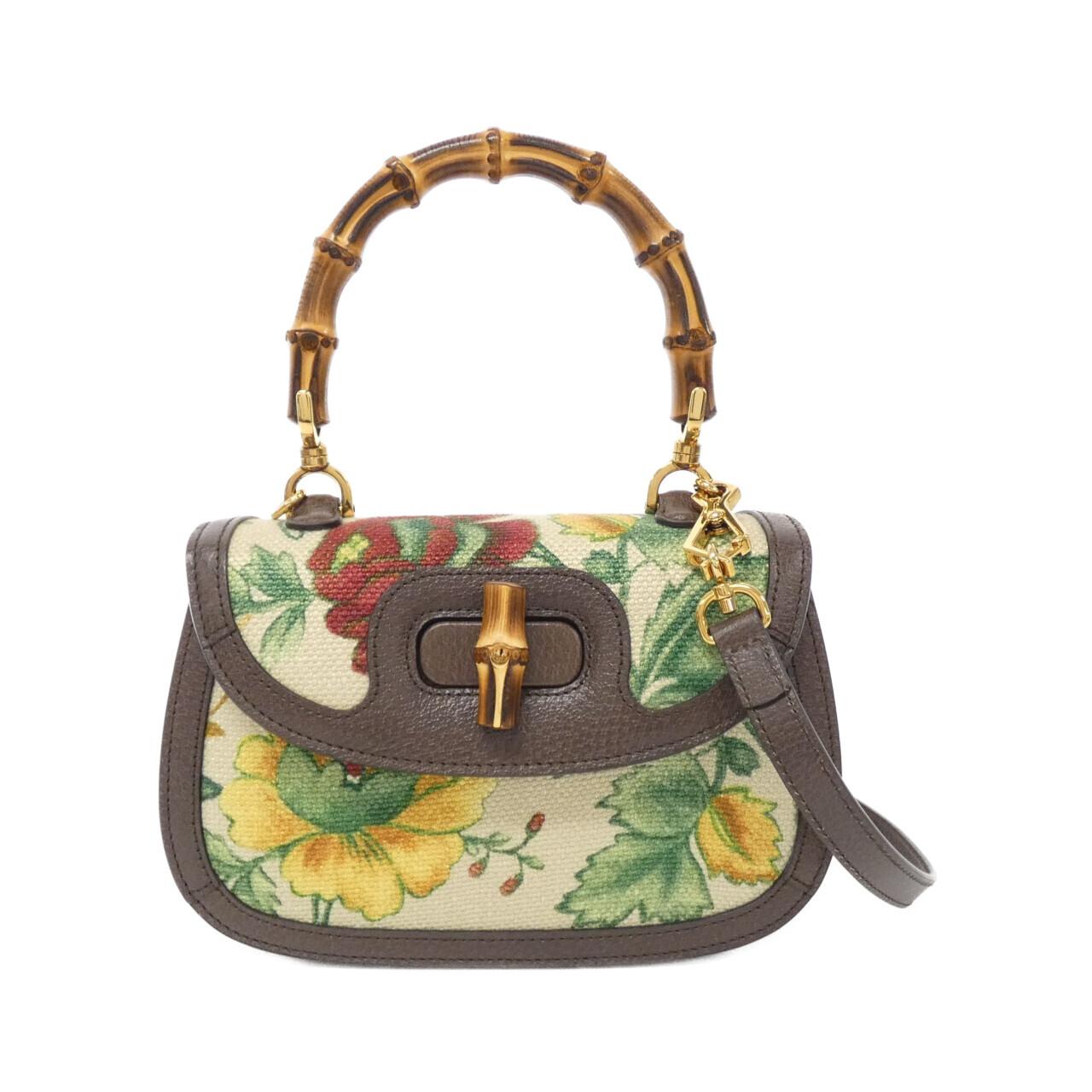 Gucci Bamboo Bag Leather Canvas Travel Bag