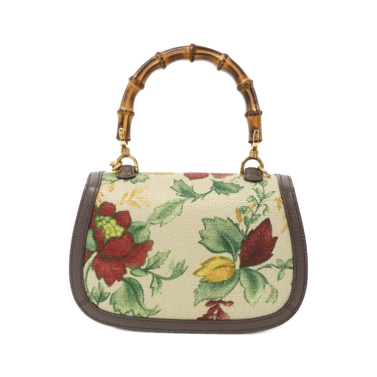Gucci Bamboo Bag Leather Canvas Travel Bag
