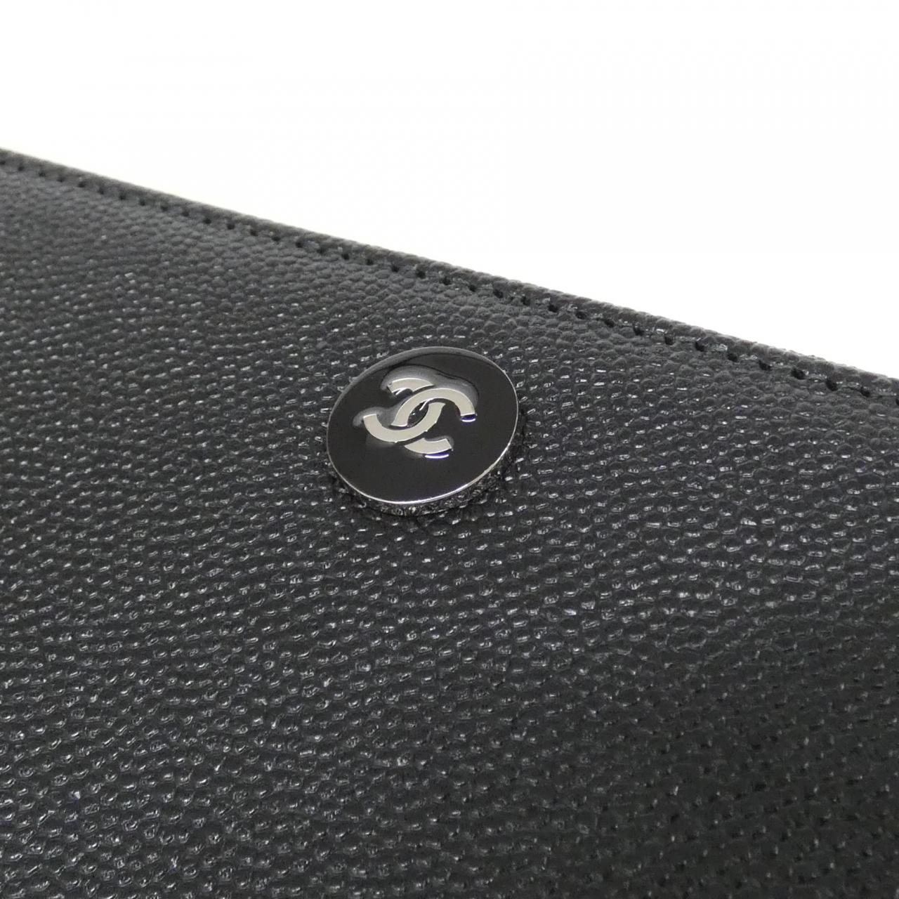 Chanel Coco Button Caviar Skin Long Wallet