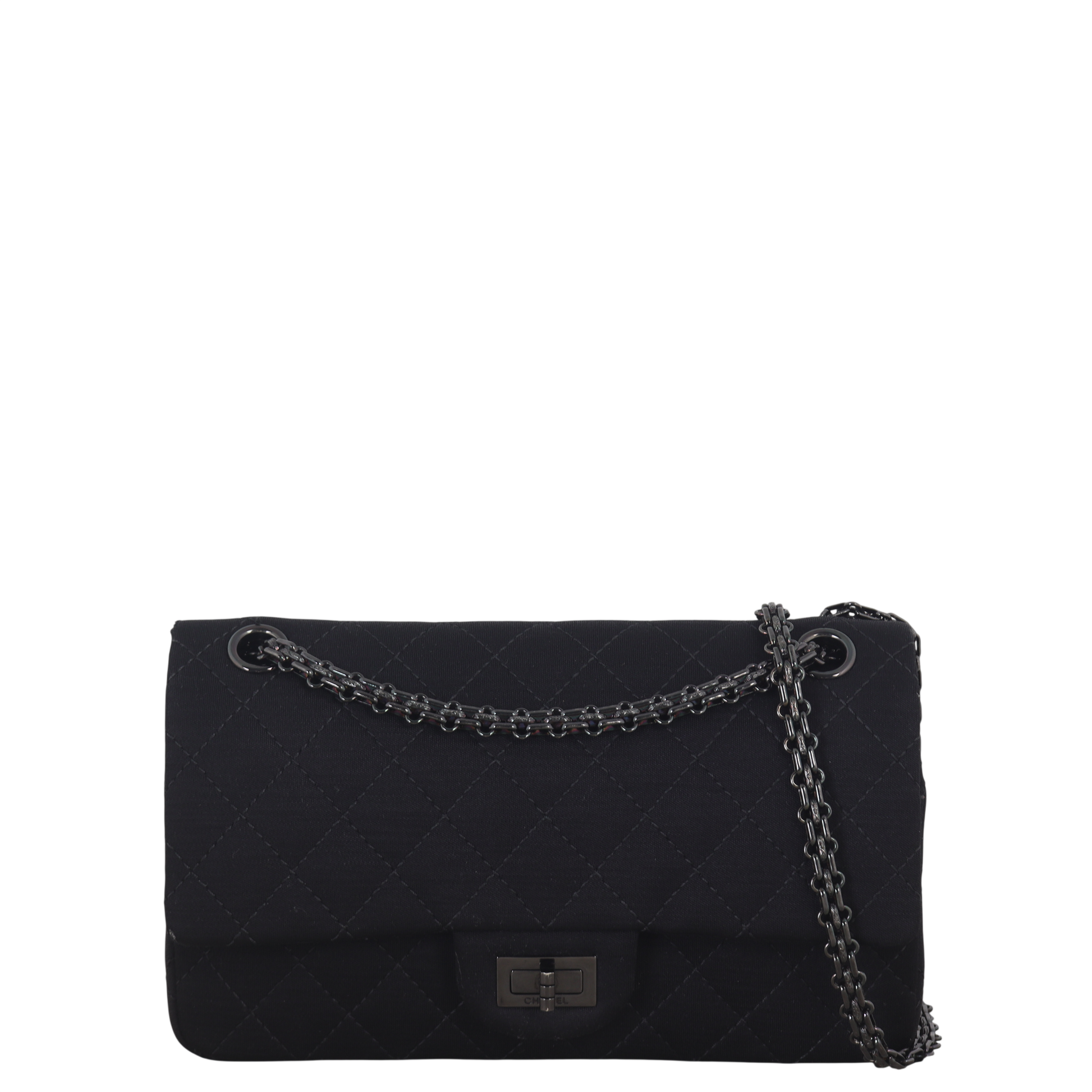 Chanel 2.55 Reissue 226 Double Jersey Handbag Quilted Black Crossbody Bag