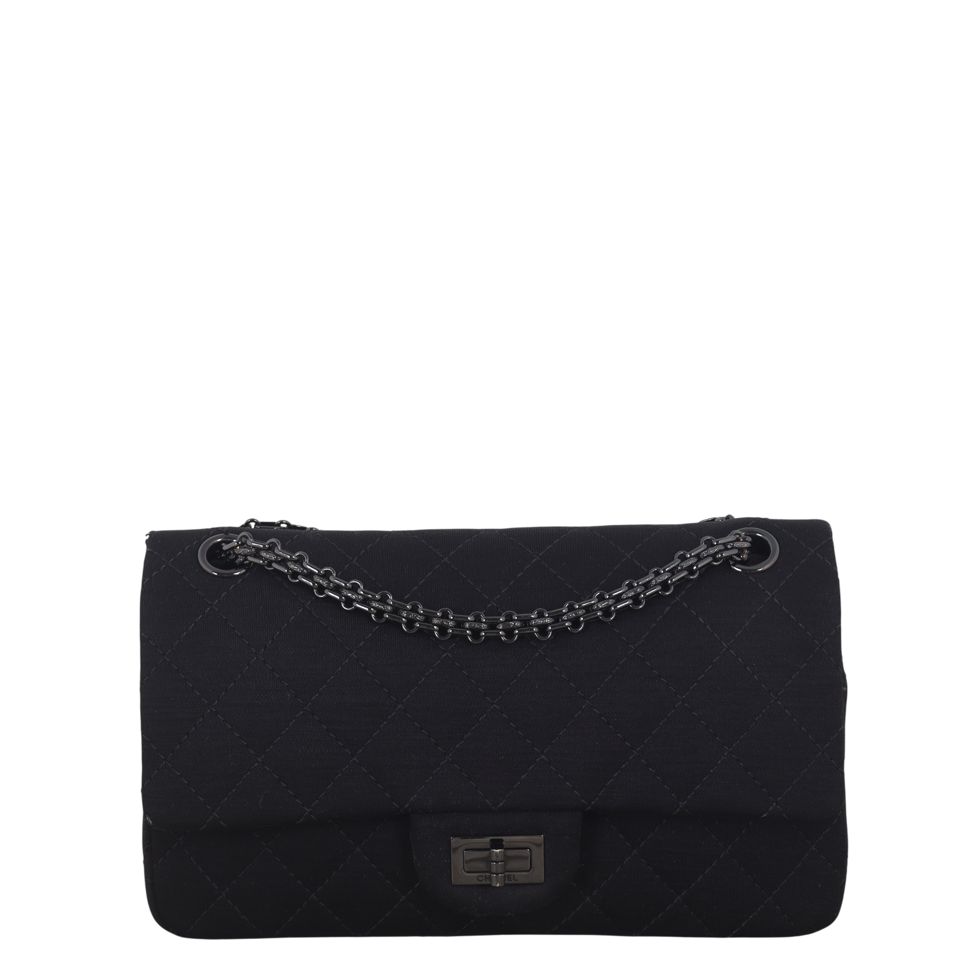 Chanel 2.55 Reissue 226 Double Jersey Handbag Quilted Black Crossbody Bag