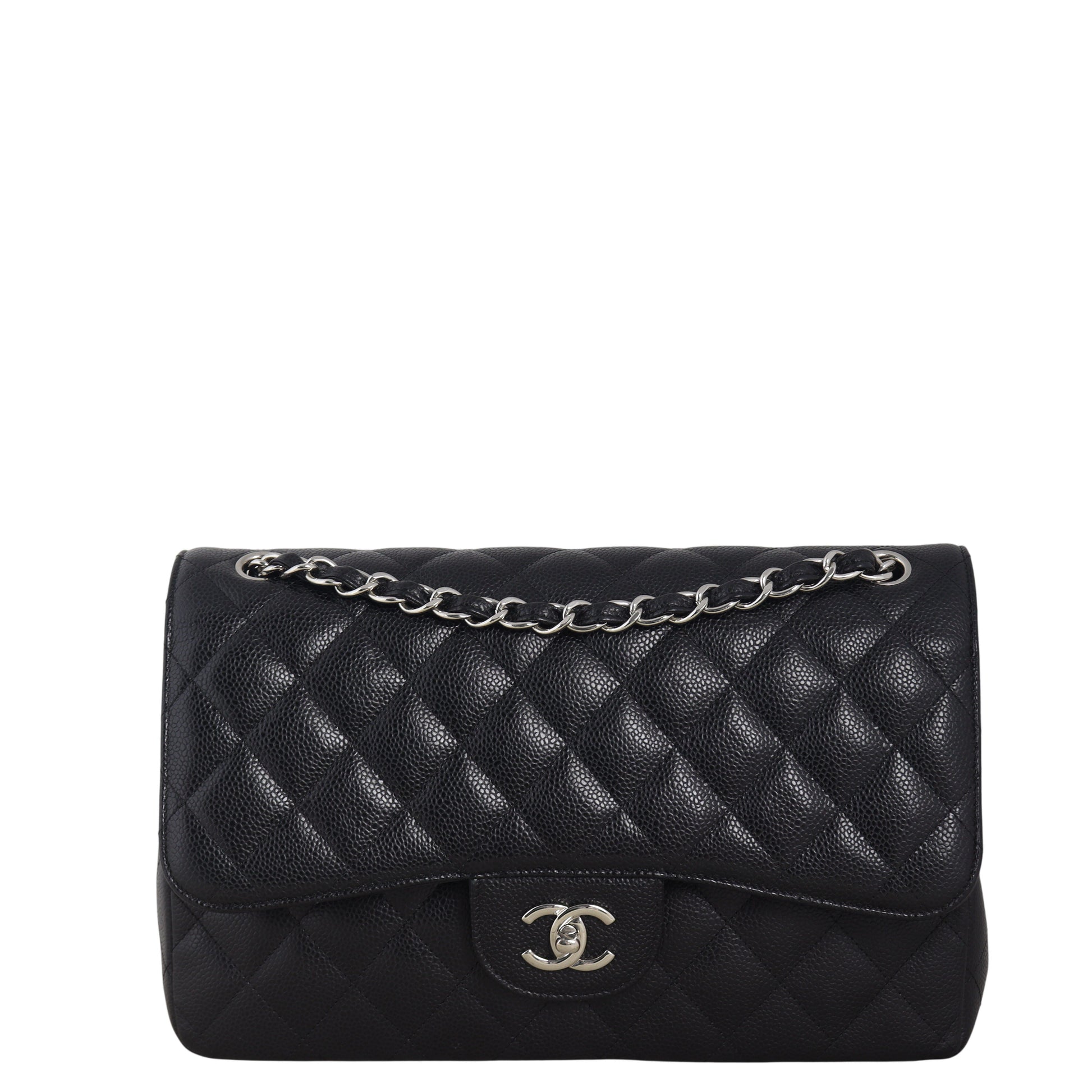 Chanel Classic Double Jumbo Caviar Handbag Quilted Black Crossbody Bag Caviar 18122025