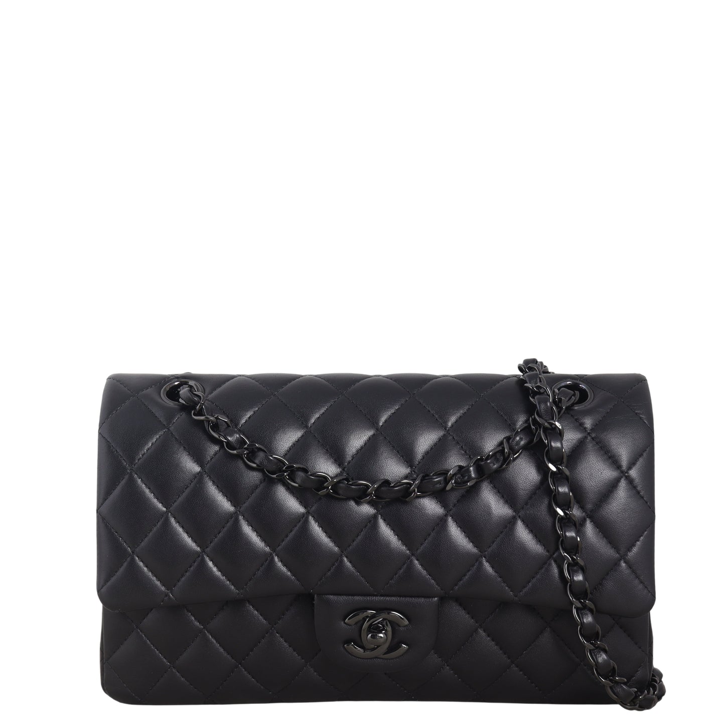 Chanel Classic Double Flap Lambskin Handbag Quilted Black Crossbody Bag Lambskin 18122025